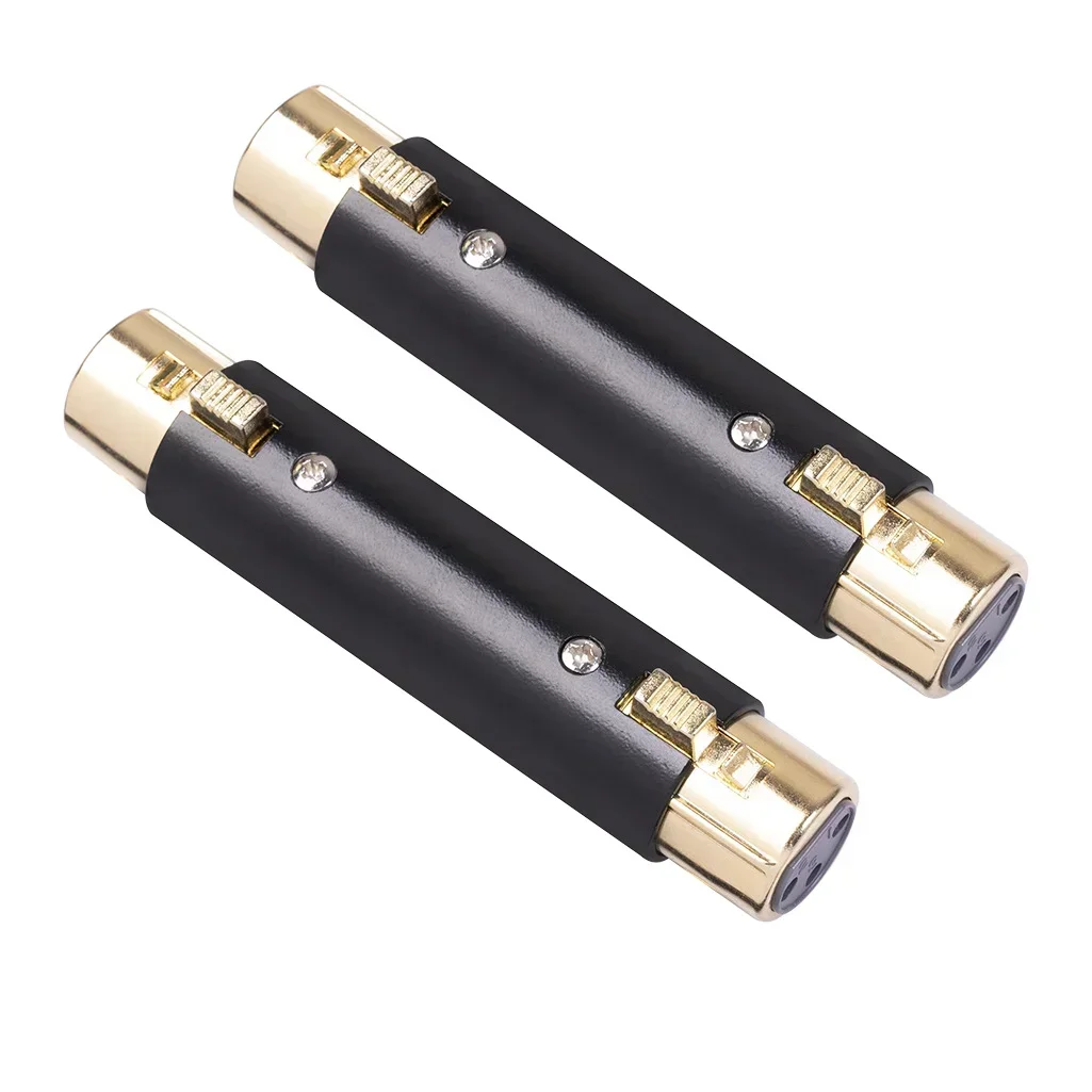 Gold Plated Plug Metal Shell 3-pin XLR Female To XLR Female Cannon Audio Adapter