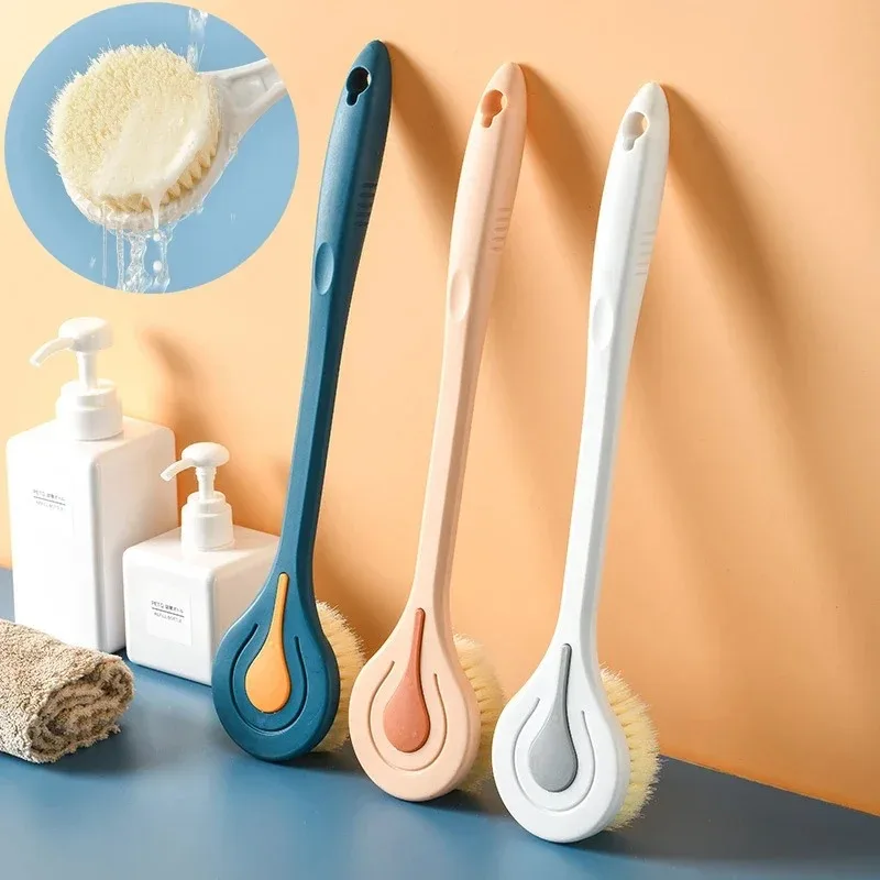 1pc Long Handle Bath Brush Soft Hair Bath Brush Back Ball Brush Bathroom Body Brushes Mud Back Scrubber Shower Massage Brush