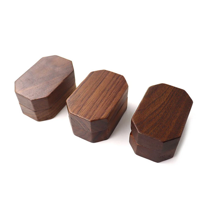 صندوق مجوهرات من خشب الجوز، حامل خاتم تخزين، صندوق خاتم زفاف ريفي