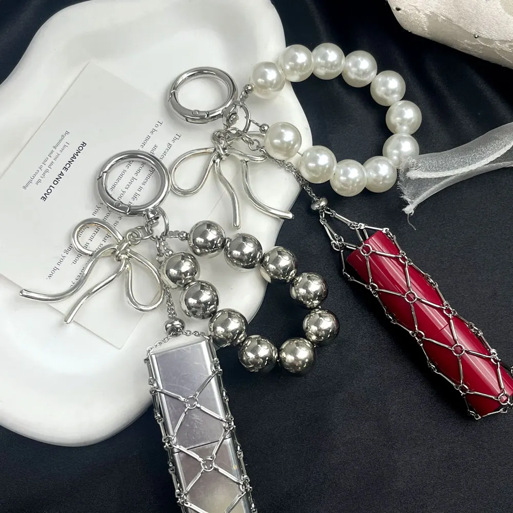 

Новый металлический сетчатый чехол-брелок для помады/бальзама для губ, держатель для ключей из нержавеющей стали, сменный, для свадьбы, вечеринки, подарок в стиле Y2K