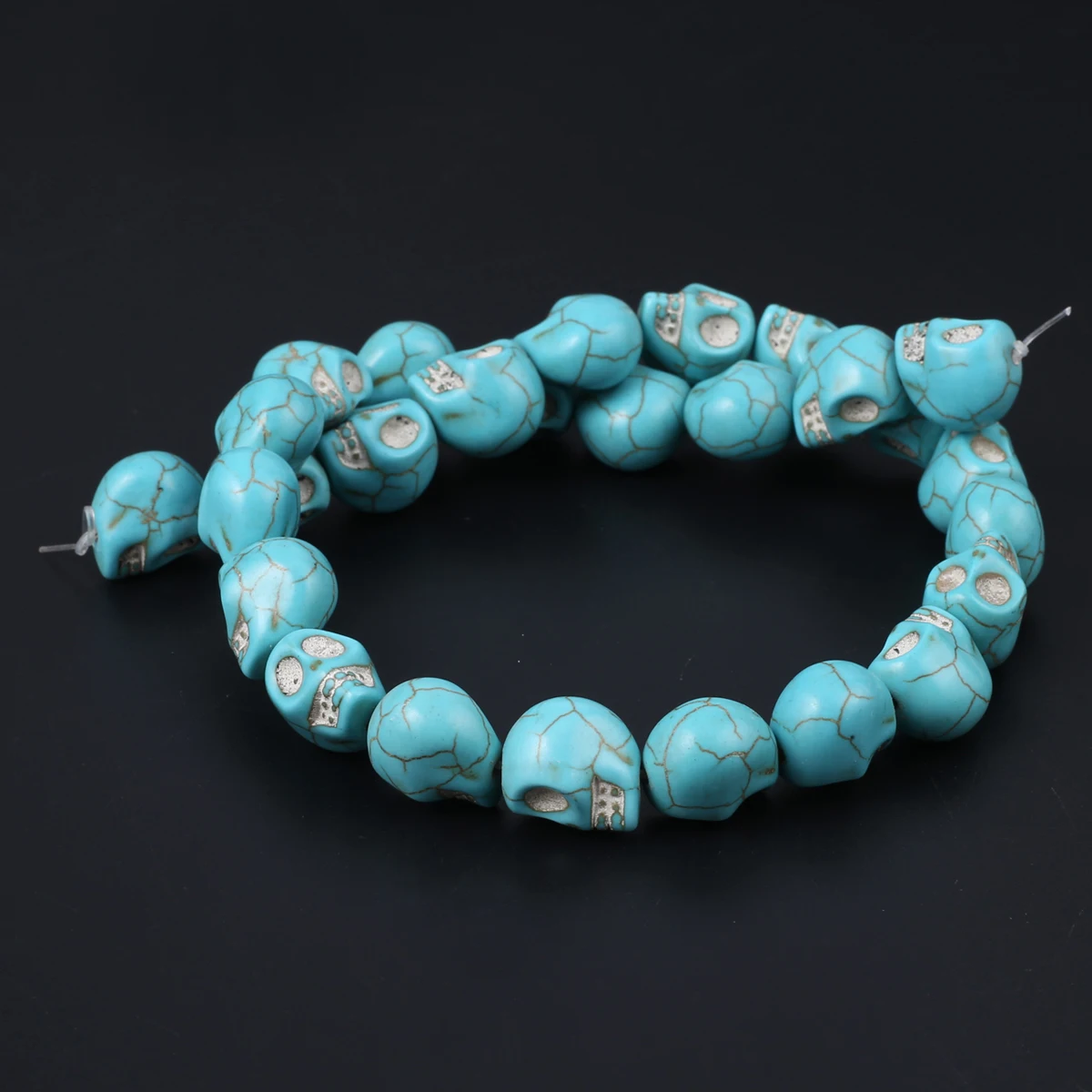 Skull Natural Stone Beads Blue White Turquoise Loose Spacer Beads for DIY Bracelet Necklace Making Jewelry Accessories Multisize