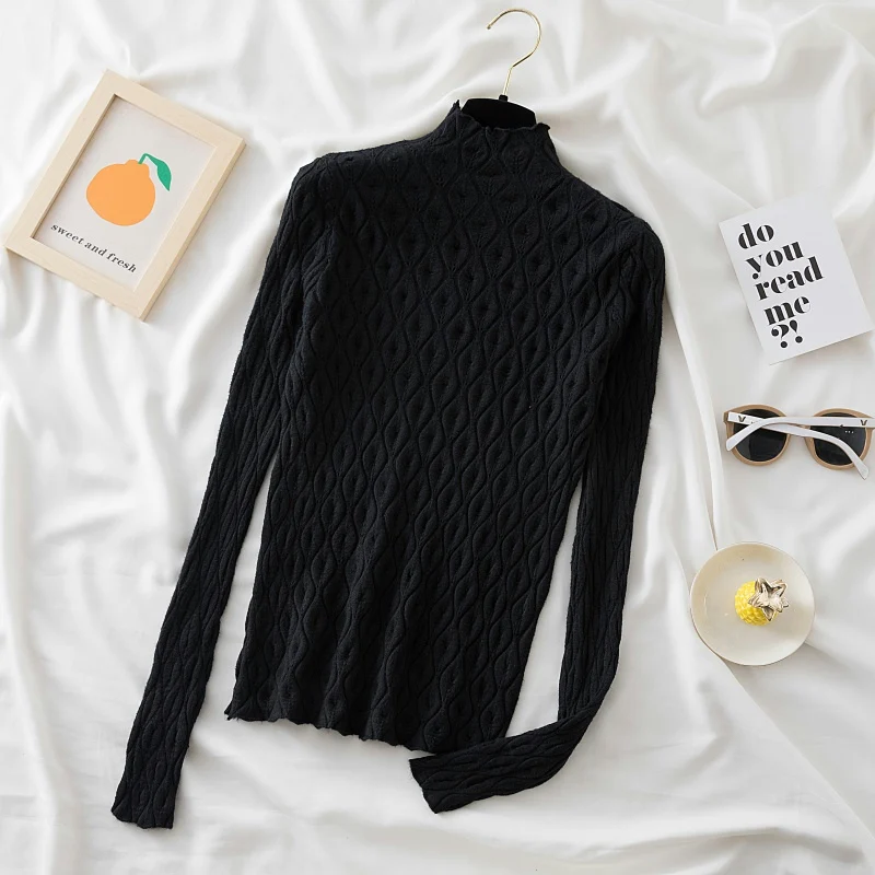 Autumn Winter Soft Warm Cashmere Turtleneck Women Sweaters Knitted Slim Pullover Female Solid Jumper Pull Sweater Casual Tops