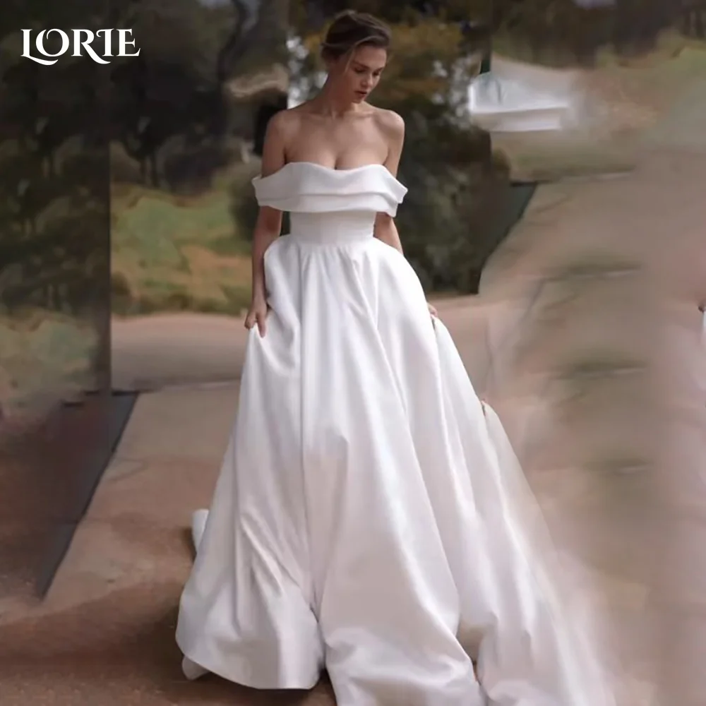 LORIE dentelle robes de mariée musulmanes Applique col haut manches évasées église sirène robe de mariée vestido de novia personnalisé