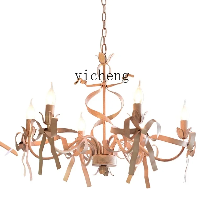 

ZK Princess Room Chandelier Pink Bow Simple Modern Girl Room Living Room Bedroom Clothing Store Chandelier