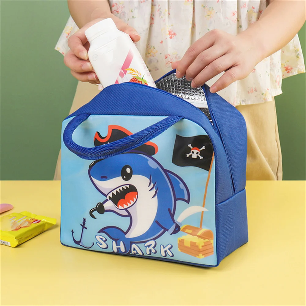 Lunch Bag Bento Bag Kids Handheld Insulated Bag Oxford Cloth Cute Cartoon Student Lunchbox Bag