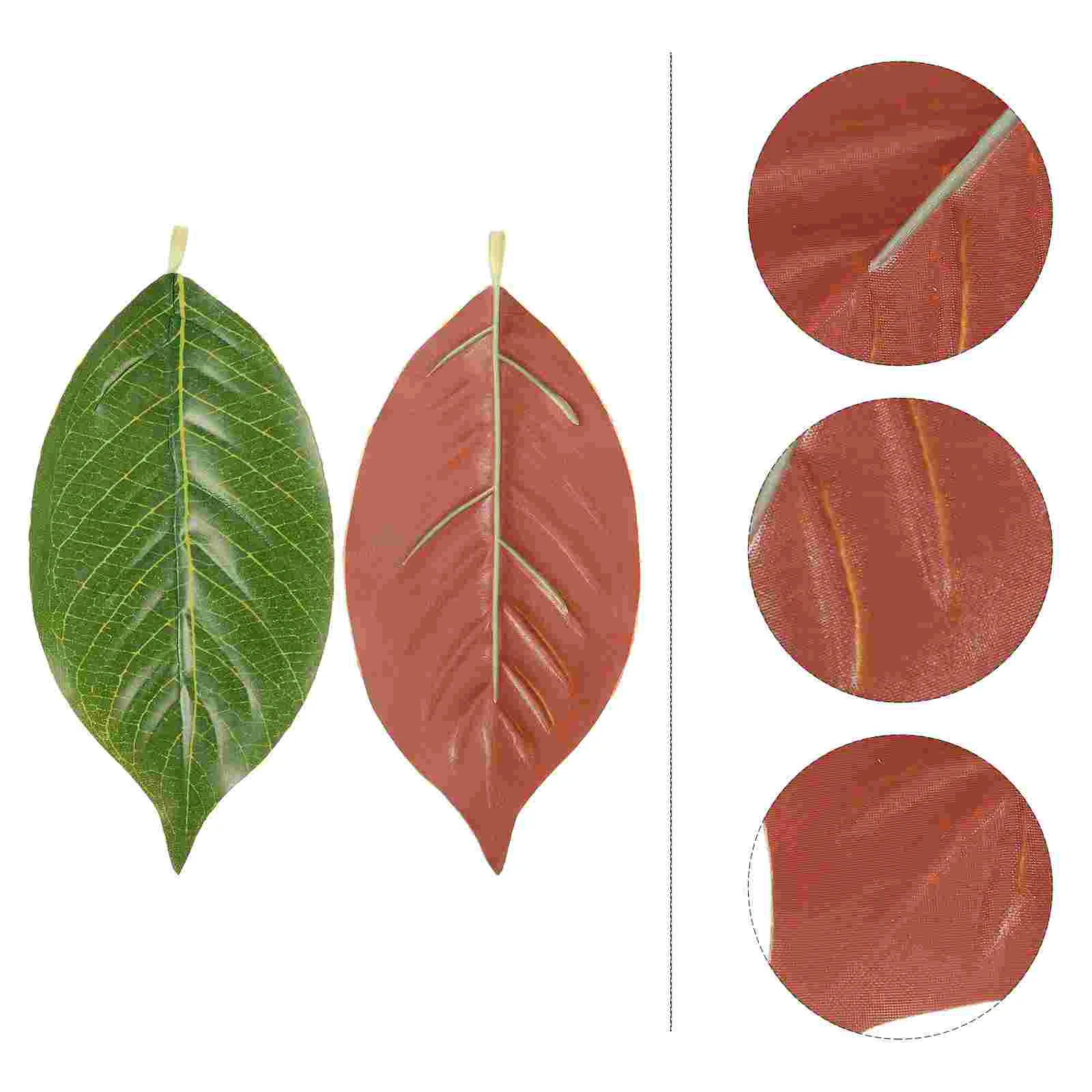 50 Pcs Artificial Magnolia Leaves Houseplant Fake Leaf Adornment Material Faux Pu Decor Banquet Flower Arrangement