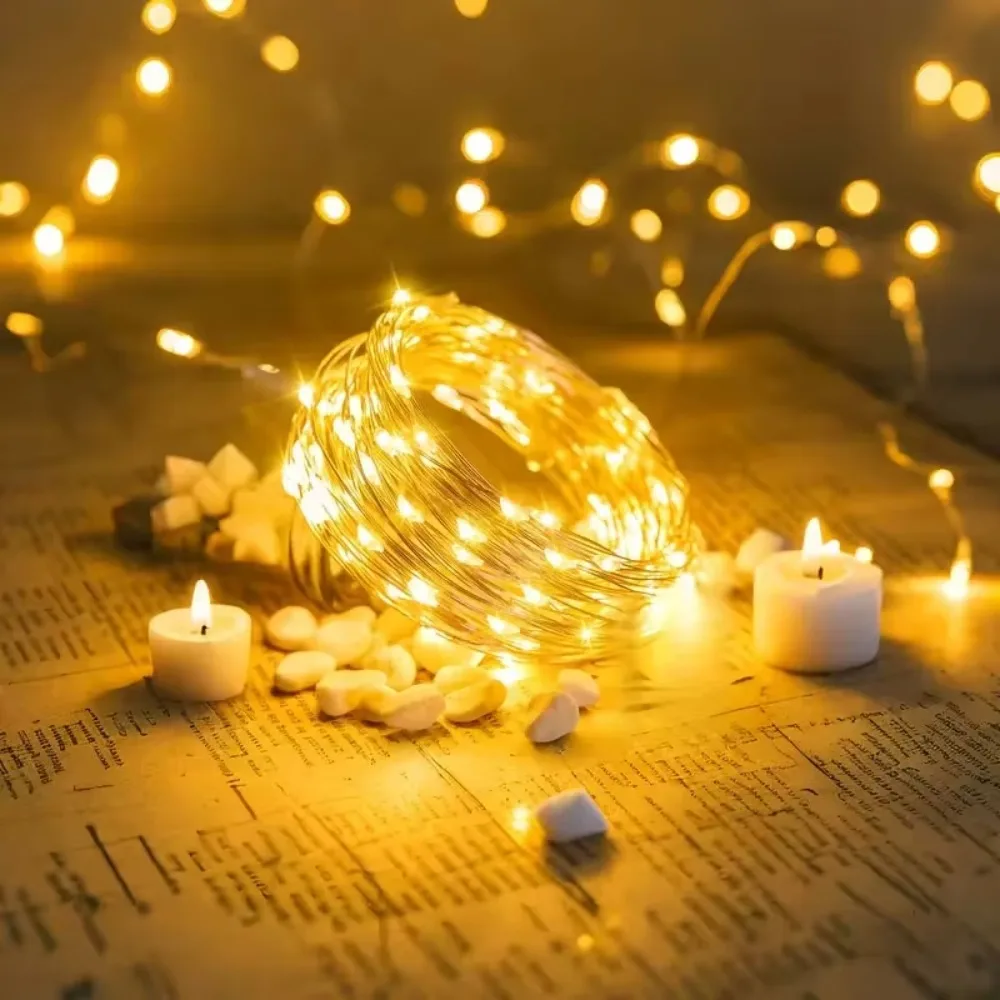 LED Copper Wire Fairy String Lights Battery Powered Twinkling 1/2/3/5/10/20/30M for Christmas Wedding Party Table Home Decor