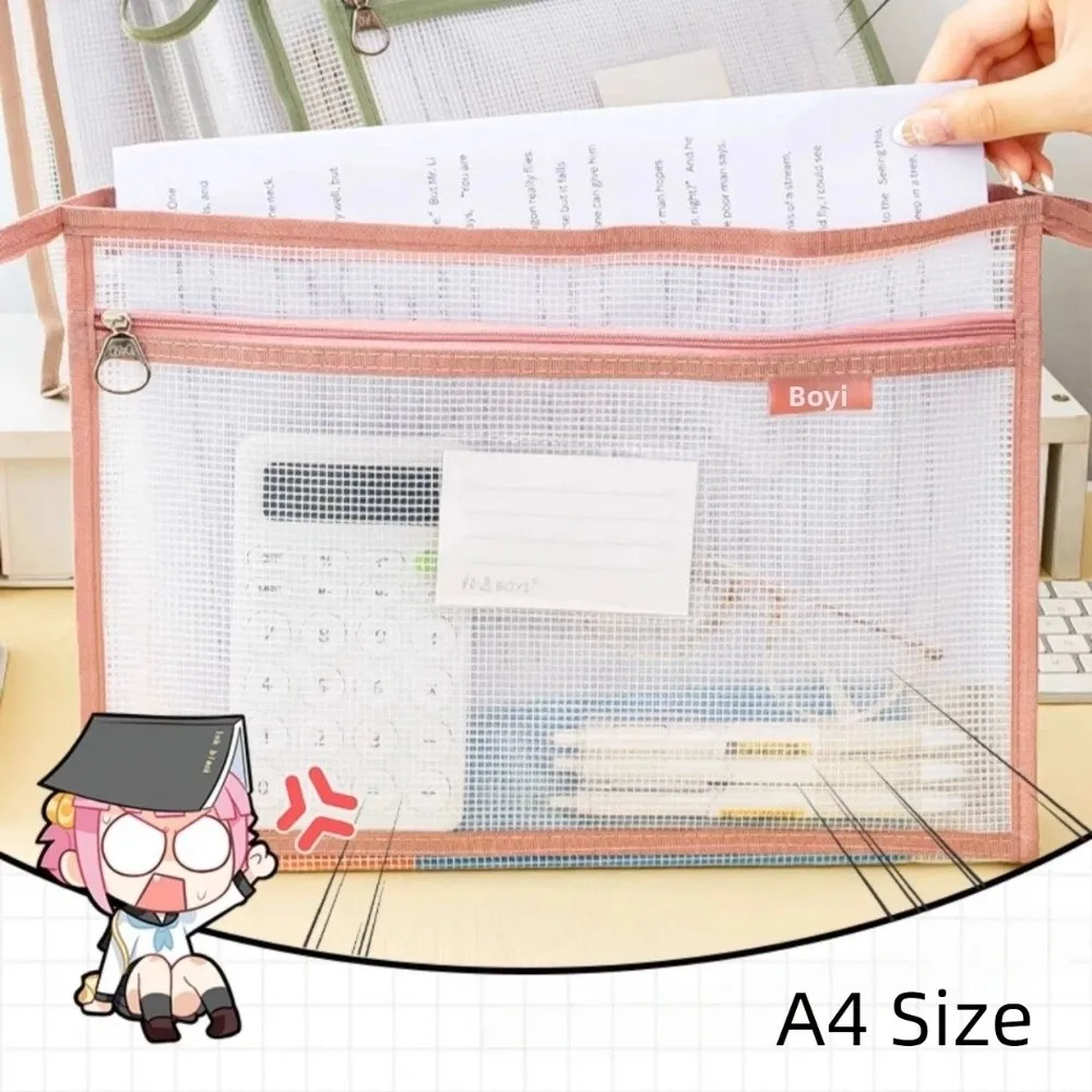 New EVA Paper File Bag Transparent Zipper Closure File Storage Bag Waterproof Large Capacity Student Tote Bag Student Use