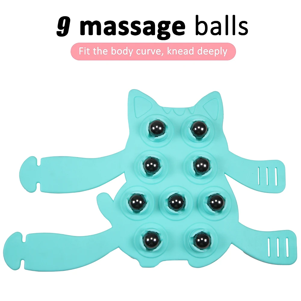 1Pcs Manual Glove Massager with 9 360-degree Magnetic Roller Balls, Hand Held Deep Tissue Manual Massager for Full Body Massage