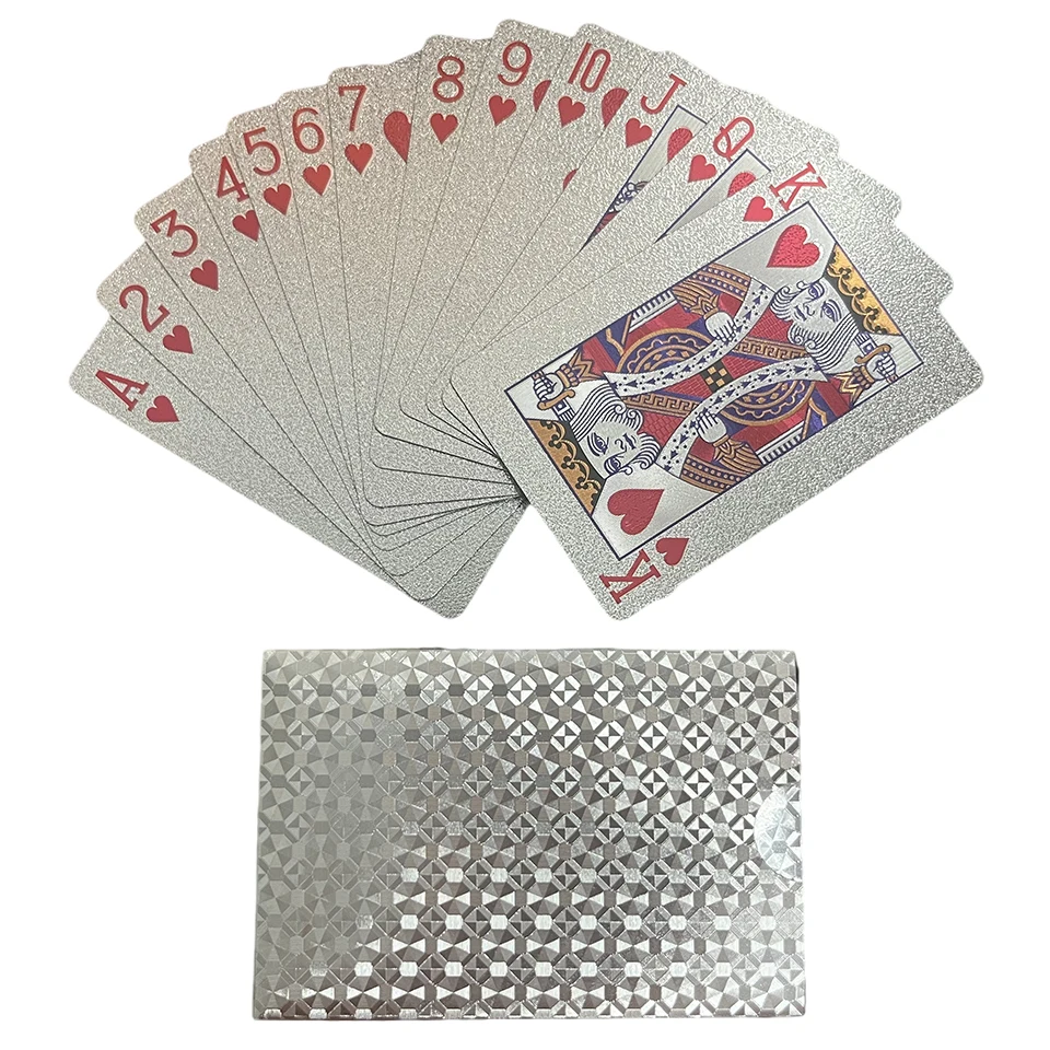 Juego de cartas de póquer de plata para niños, juego de cartas de PVC, juego de cartas de cubierta impermeable, colecciona regalos de popularidad