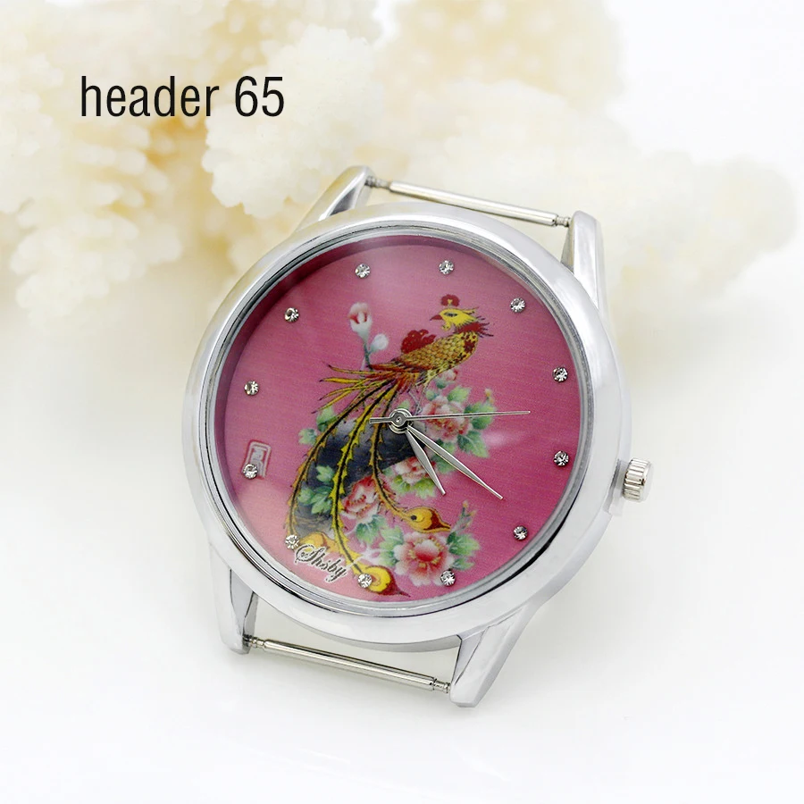 Shsby Diy Personality Watch Header New Style Sliver Flower,Panda, Rabbit, Peacock, Phoenix Head Watch Accessories 61~70