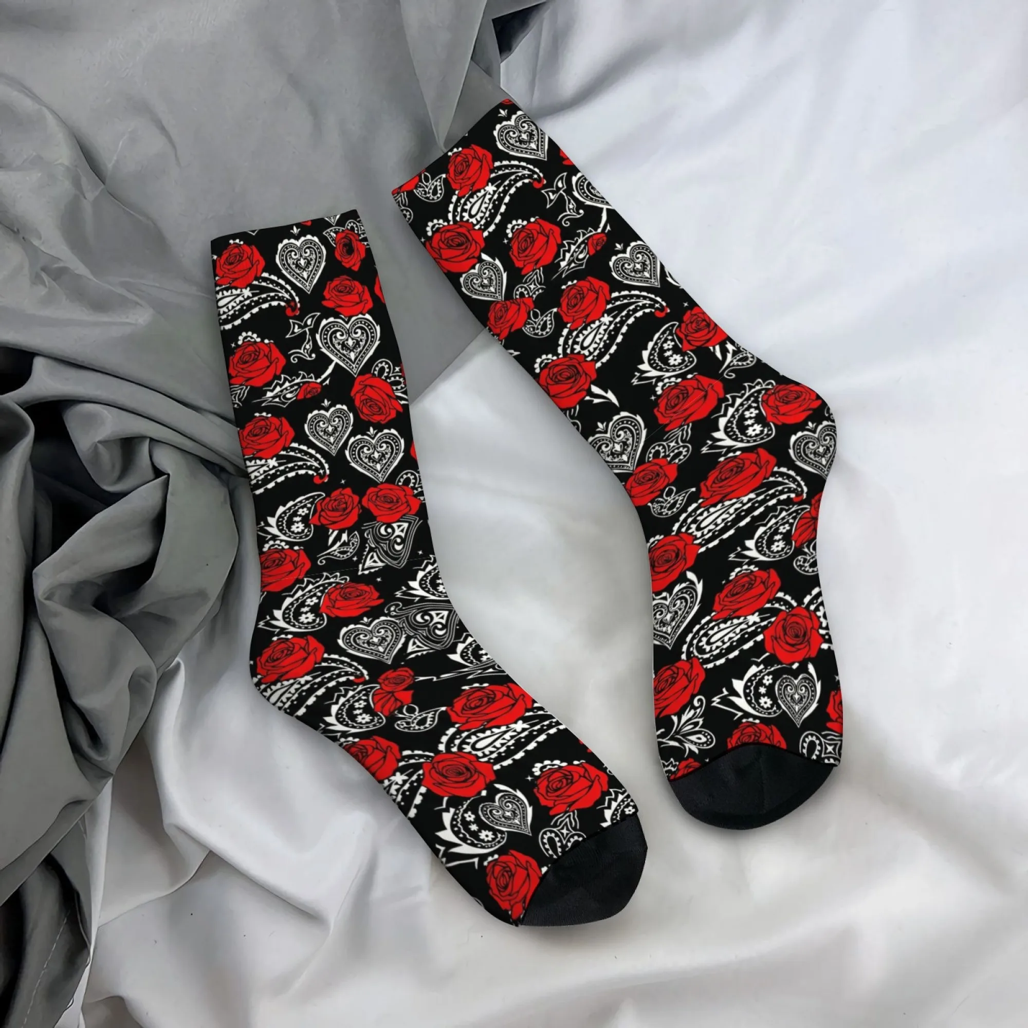 

Retro Bohemian Rose Print Men's Socks Comfortable and Soft Socks Novel Design Stylish Outdoor Cycling Climbing Hiking Socks