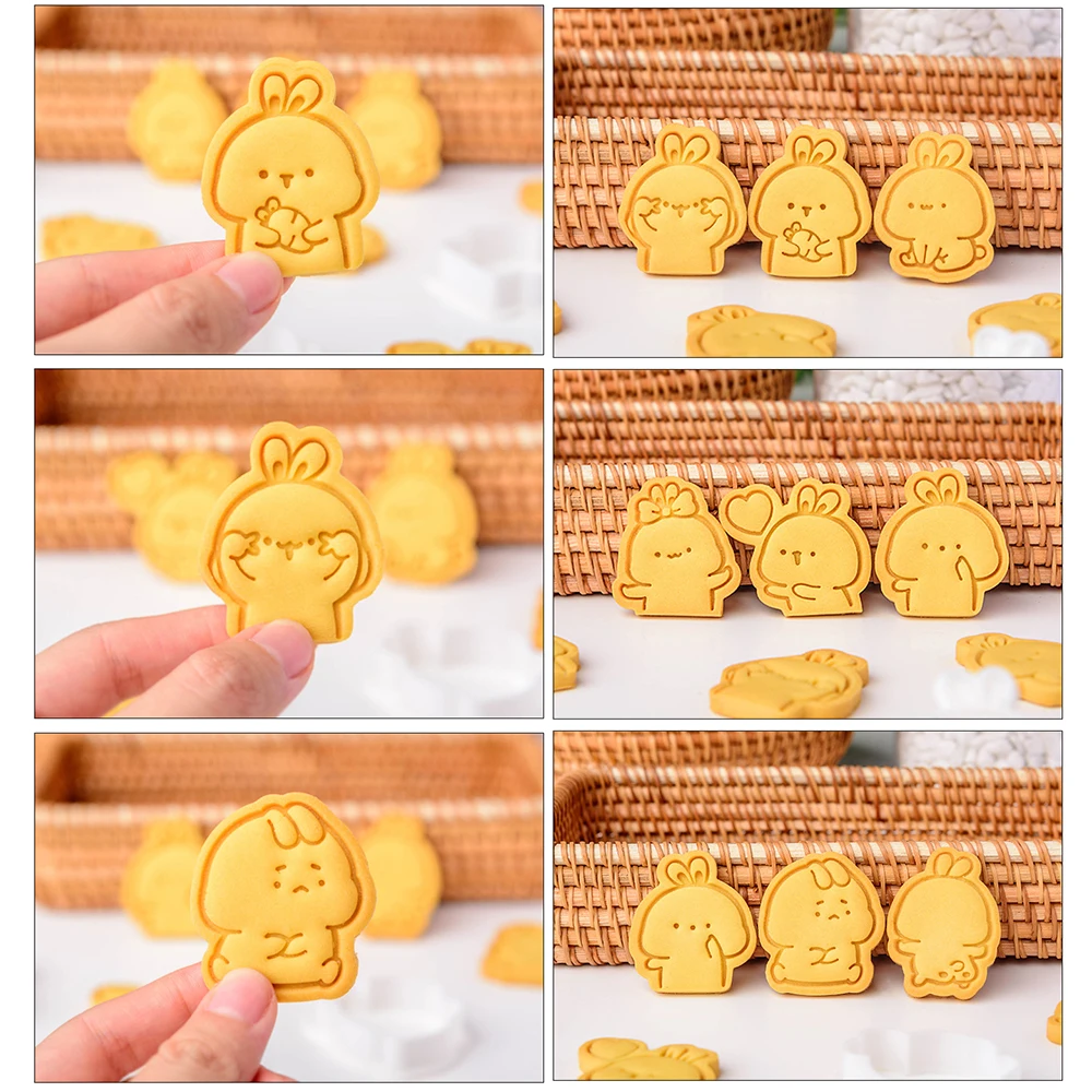 Cute Rabbit Cookie Plunger Cutter Cartoon Baking Mould Cookie Stamp Biscuit DIY Mold Fondant Cake Decorating Tools