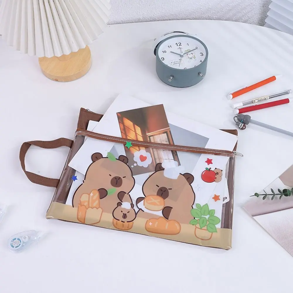 

Новая сумка для файлов капибары, двухслойная сумка на молнии большой емкости, ручные папки с пандой