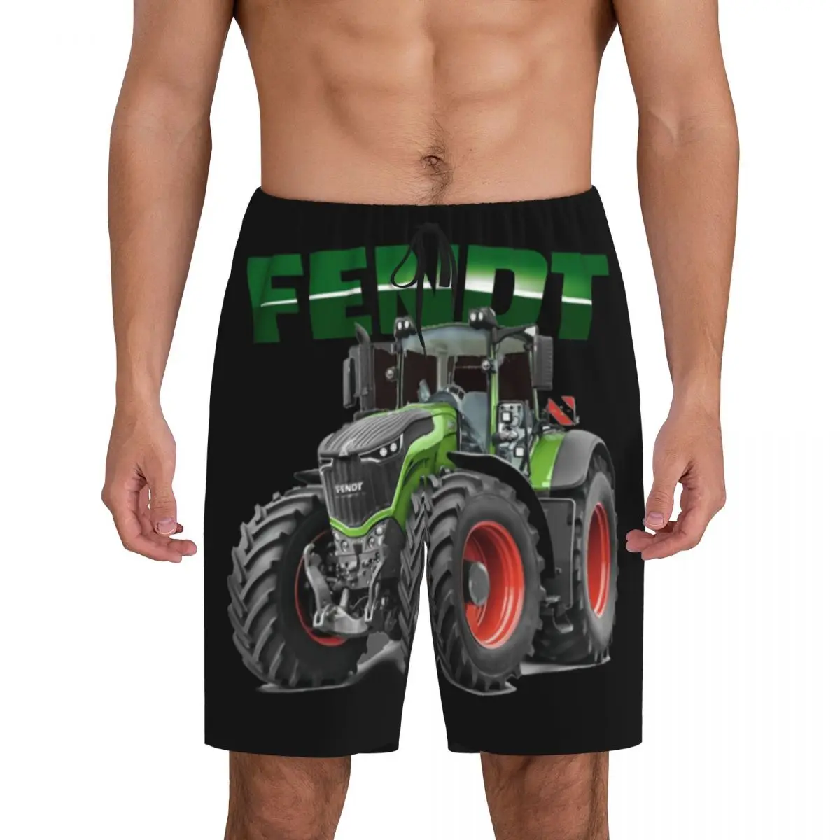 Custom Fendt Tractor Pajama Shorts Men Sleepwear Lounge Bottom Stretch Sleep Short Pjs with Pockets