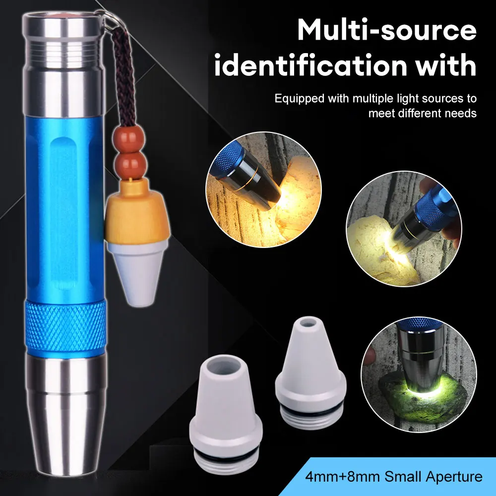 Portable Three Light Sources Lamp Flashlight 395NM Torch Jade Inspection Ultraviolet UV Light Identification Lamp LED Flashlight