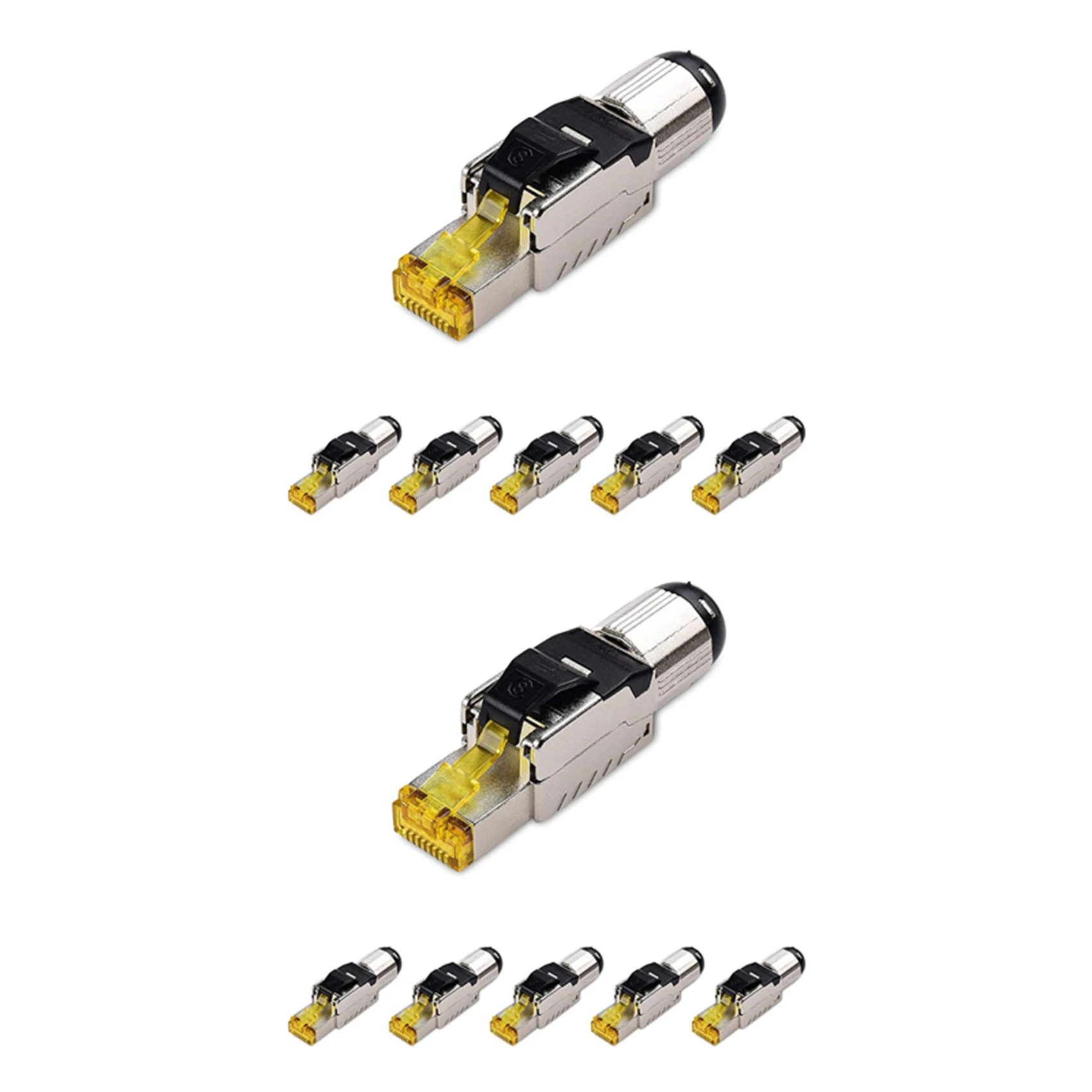 12-Pack Tool Free Shielded RJ45 Cat 8 Cat8 Field Termination Plug Cat8 Connector Cat8 Plug