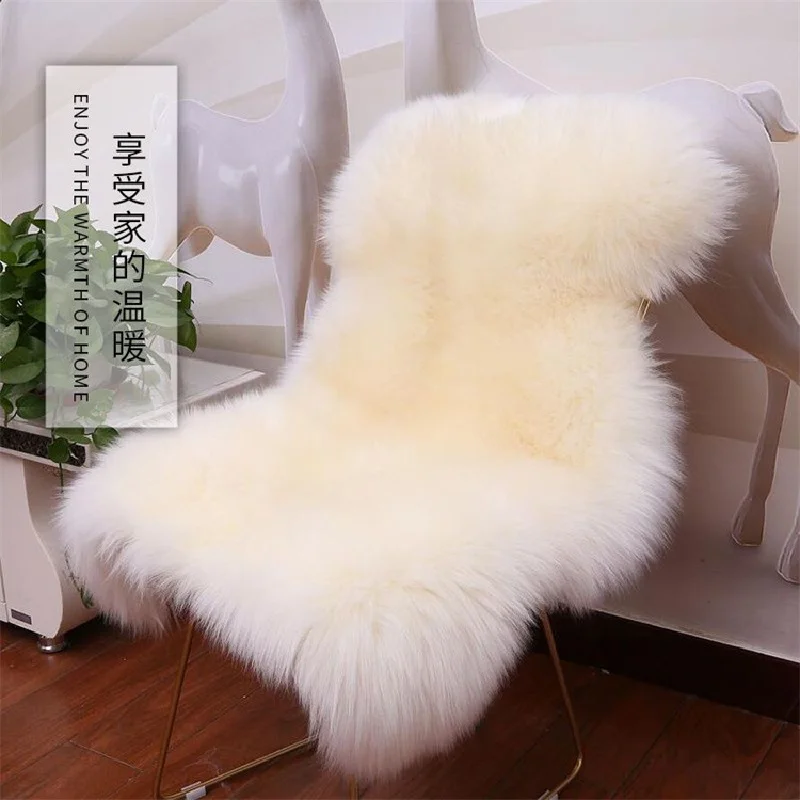 Real Sheep Fur Rugs For Home Decor Sofa Cushion Natural white Sheepskins Fluffy Long Hair Bedroom Mats Kennel Cat Litter