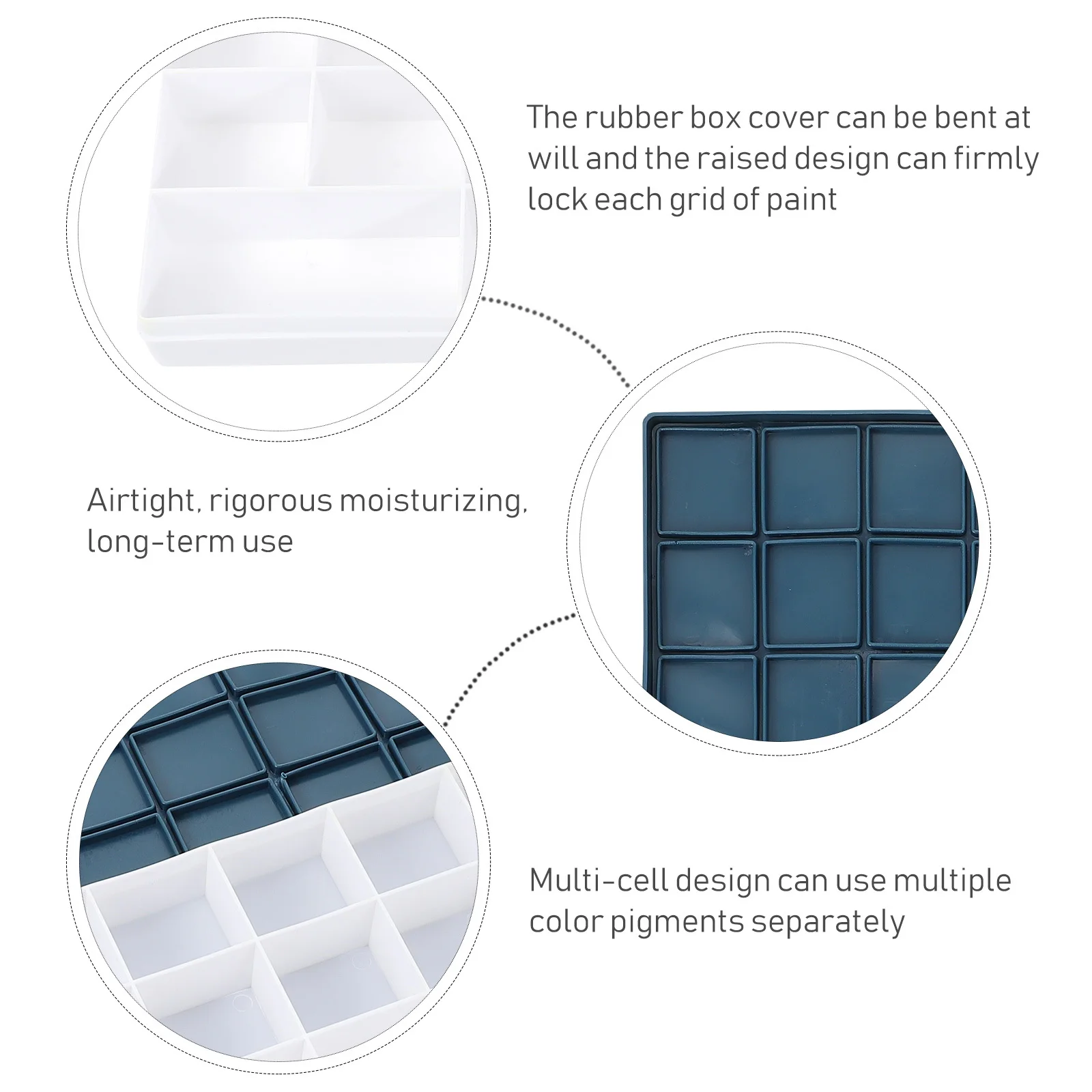 3 قطع من حاوية صبغات الألوان المائية البلاستيكية المتينة ذات سعة كبيرة وخفيفة الوزن وحامل طلاء الغواش للحرف اليدوية للرسامين