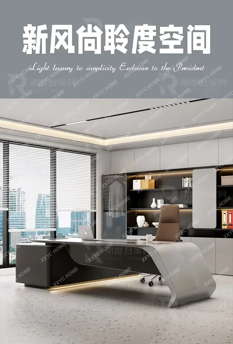 SS Luxury Executive Desk Modern Office Manager Table Single Boss Desk With Drawers
