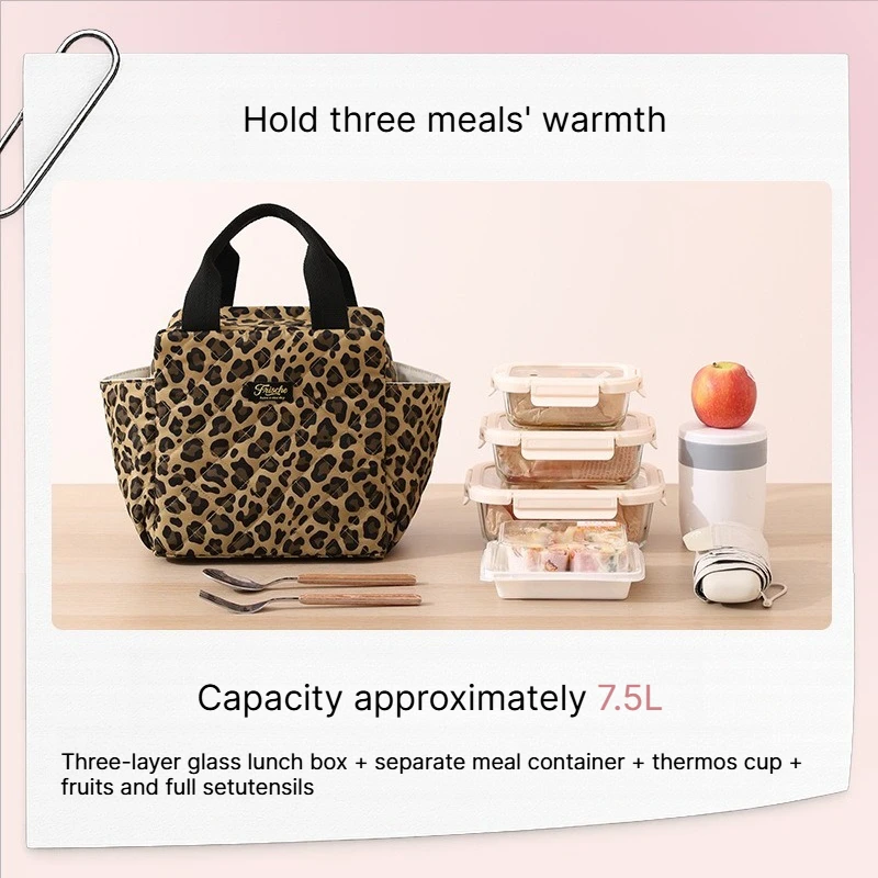 B Large Capacity Insulated Lunch Bag Portable Fashion Thermal Cooler Tote For Office Commuting Picnic Outdoor Daily Use