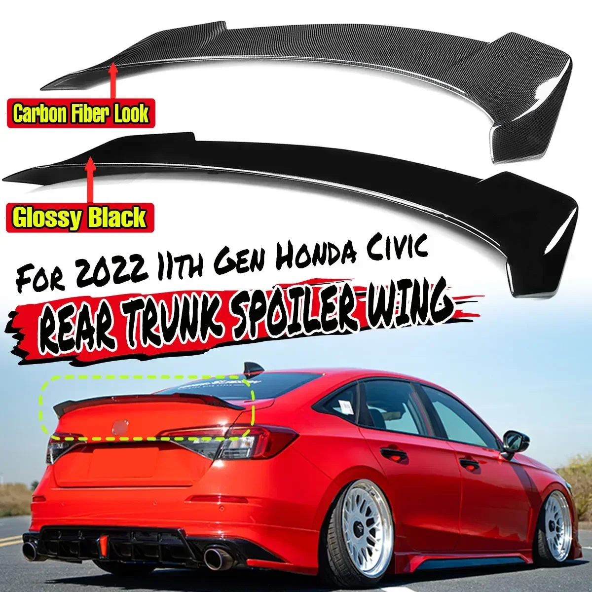 

High Quality Car Rear Spoiler Wing Lip Extension Rear Trunk Lip Boot Wing Lip For Honda Civic 11th 4 Door Sedan 2022 Up Body Kit