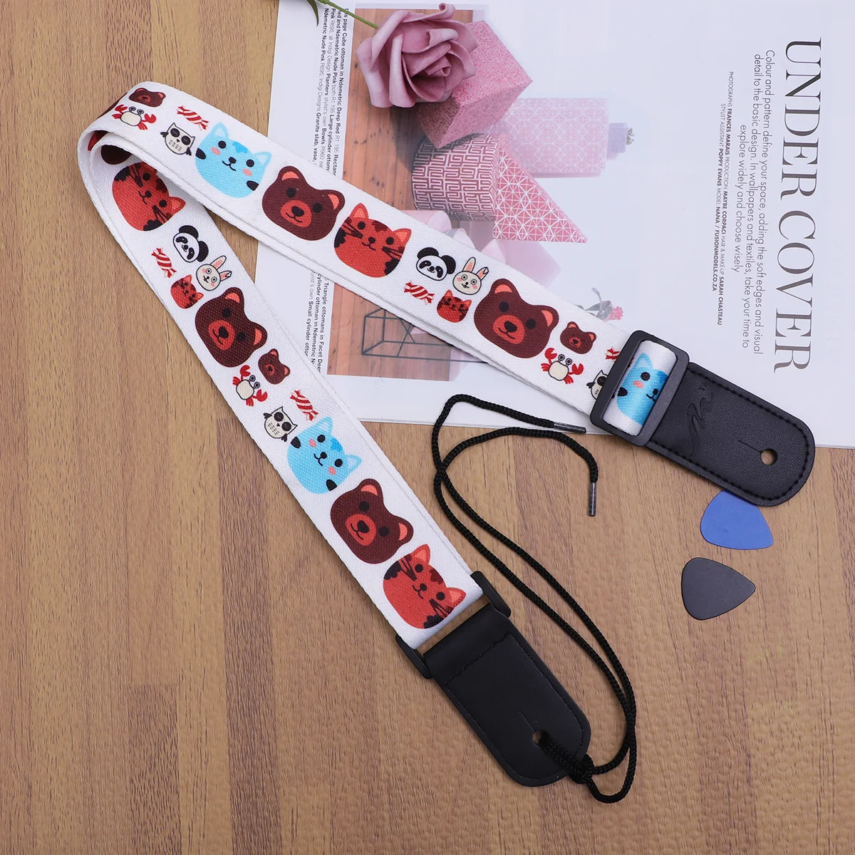 

Cartoon Bear Guitar Shoulder Strap Adjustable Soft Polyamide Pu Ends For Ukulele Instrument Accessory
