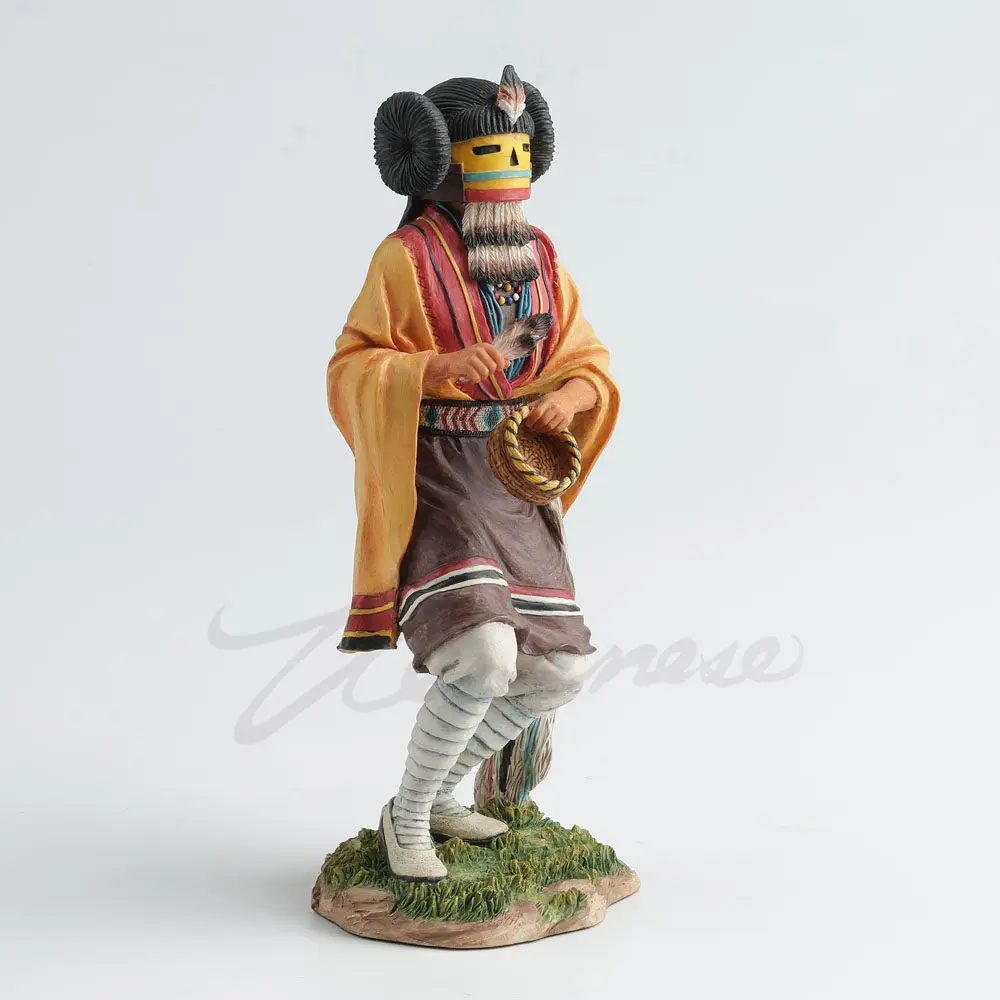 Native American Hopi Kachina Dancer Figurine Resin Statue with Traditional Mask Southwest Tribal Spirit Home Decor Collectible