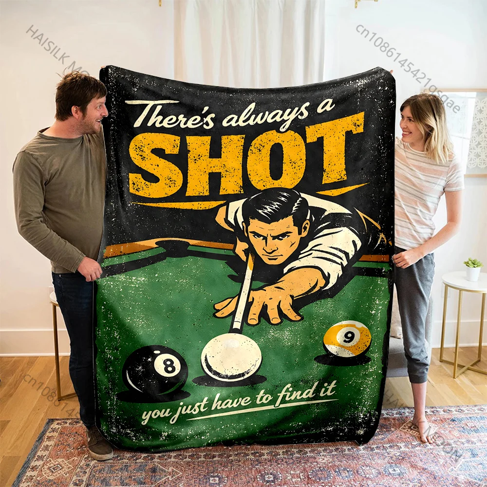 1PC Vintage pool poster aiming shot Print Adult Children Warm Blankets Home Travel Car Soft Comfortable Suitable for all seasons