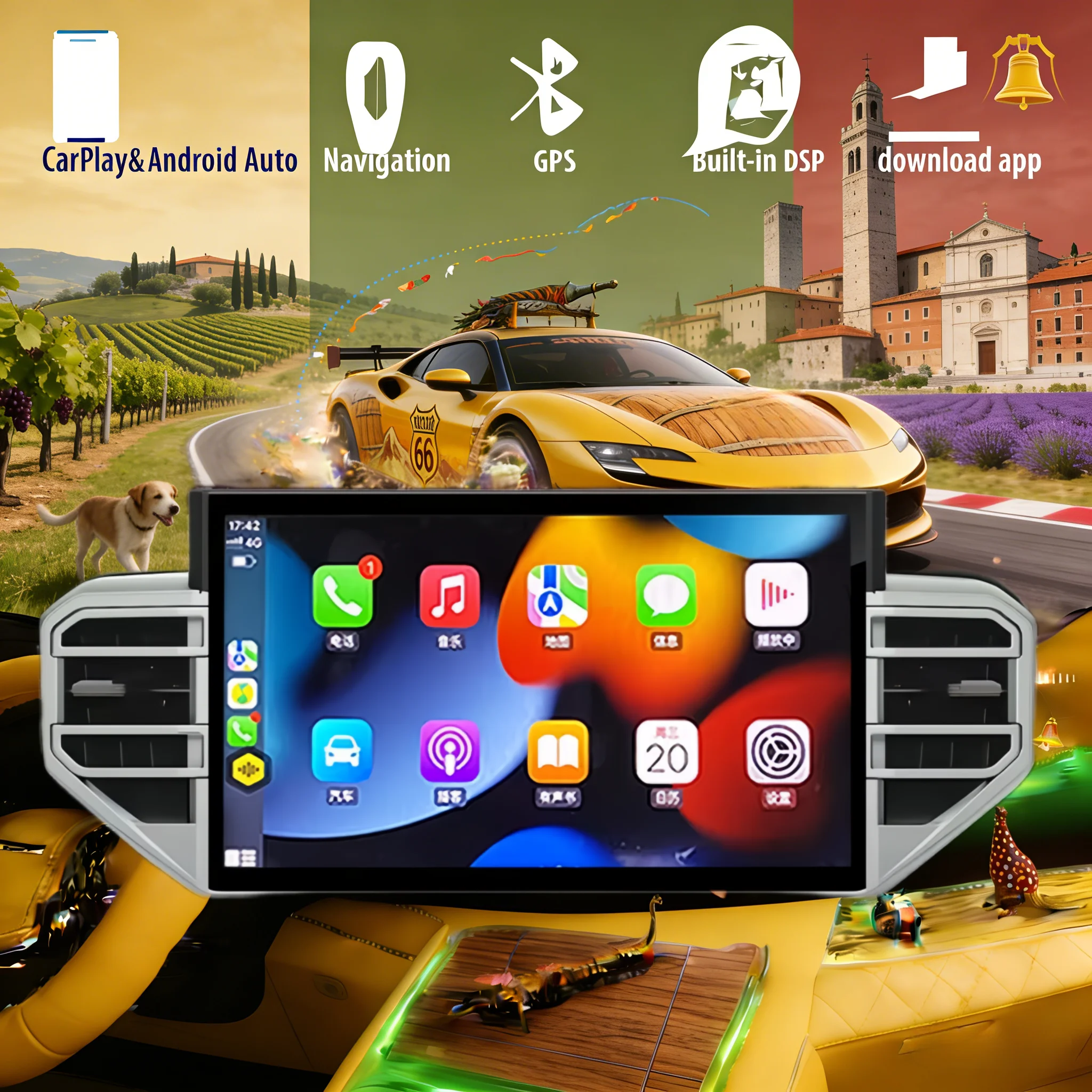 

13,3-дюймовый автомобильный радиоприемник CarPlay Auto Android 14, для Toyota Tundra Sequoia 2020 2021-2024, GPS, мультимедийный стереоплеер, экран, головное устройство