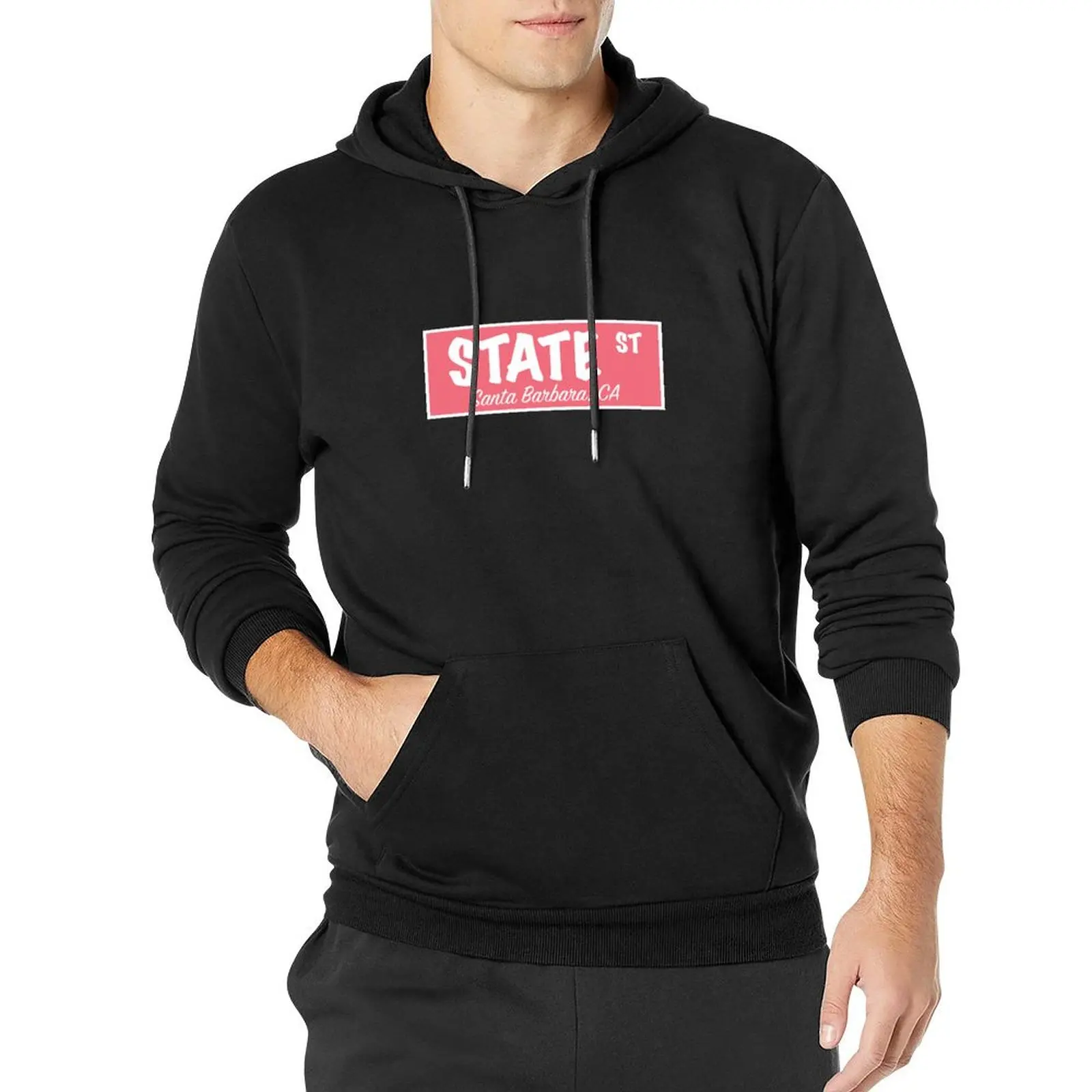 

State Street Sign- Pink Pullover Hoodie men's sweat-shirt mens hoodies