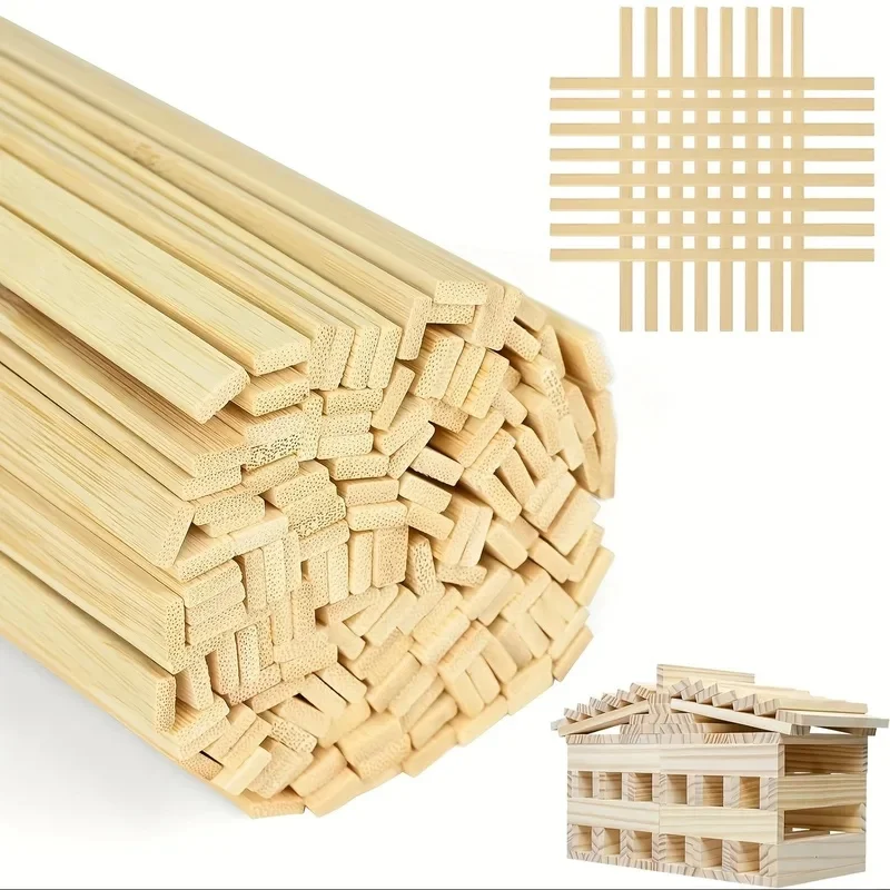 45Pcs Natural Rectangular Bamboo Sticks 11.8Inch(30cm) Craft Strips for DIY Woodworking Art Model Making Potted Plant Protectors