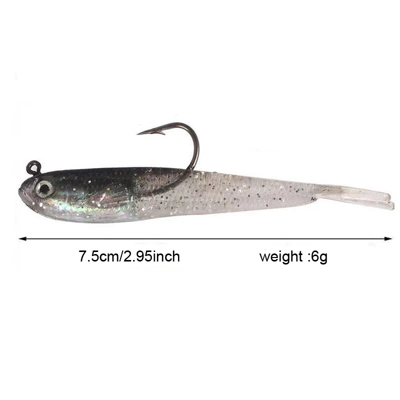 ANFS 5pcs Silicone Fishing Lures Soft Artificial Bait with Hooks for Saltwater and Freshwater