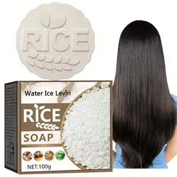 100g Rice Shampoo Soap Massage Soap Handmade Soap for Face and Bath, Deep Cleansing, Exfoliation, Body Hair Moisturizing