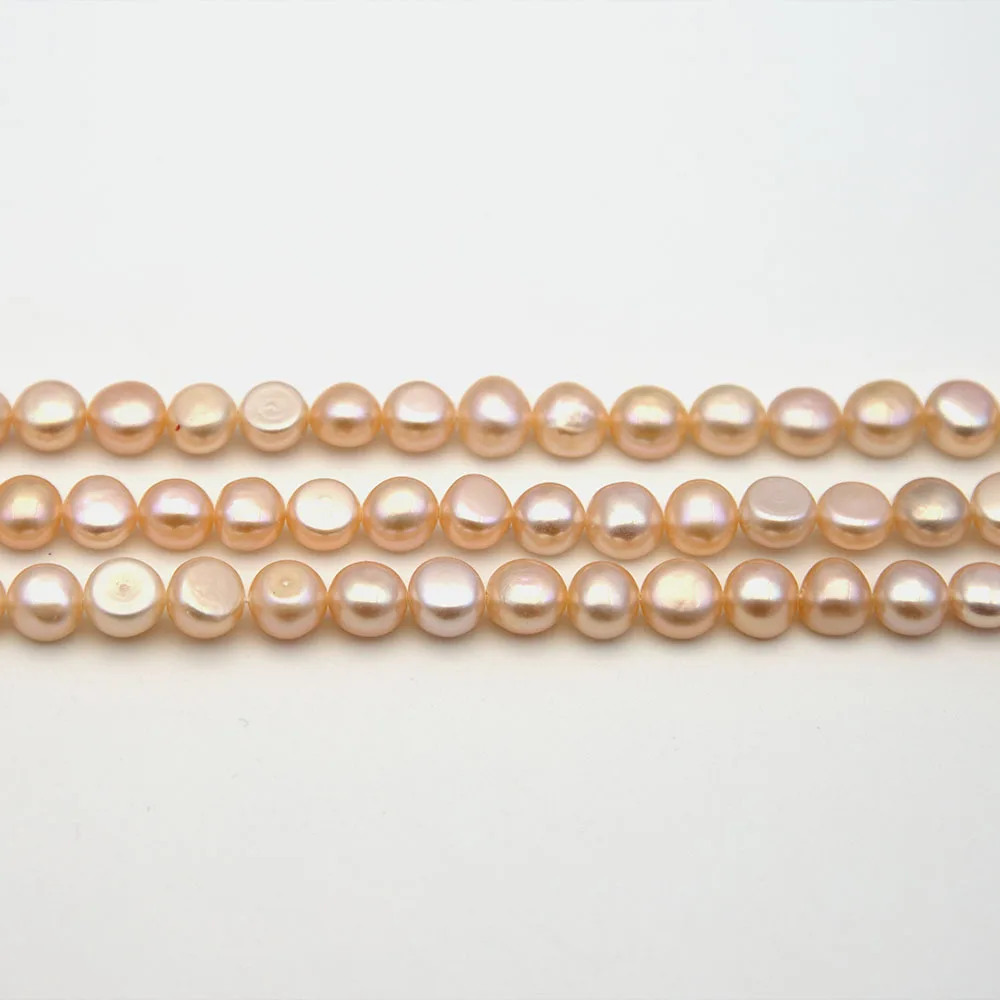 

6-9mm Horizontal Hole Baroque Freshwater Pearl Beads Strand Wholesale Whit Pink Color Natural Cultured DIY Necklace Bracelet