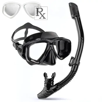 Personalizza la maschera per lo snorkeling con prescrizione Set di maschere per il nuoto correttive in vetro temperato con diottrie a tubo secco da -1,0 a -7,0