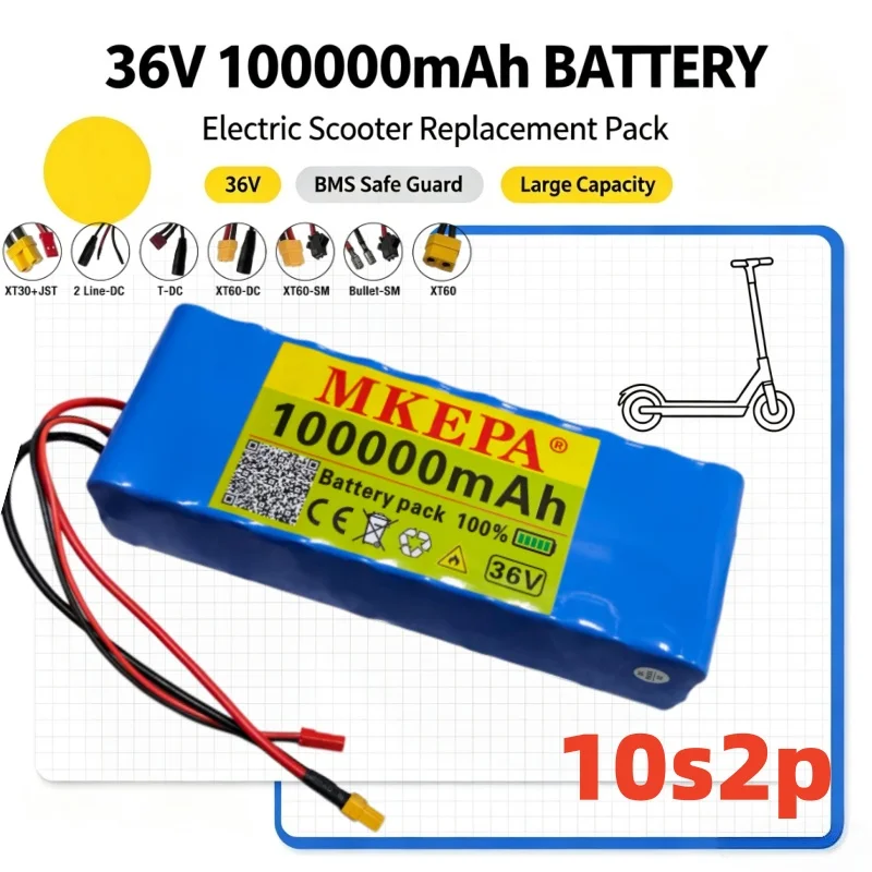 36V 100Ah Rechargeable Lithium Battery 10S2P Built‑With 18650 Cells Large Capacity Strong Output Long Service Life