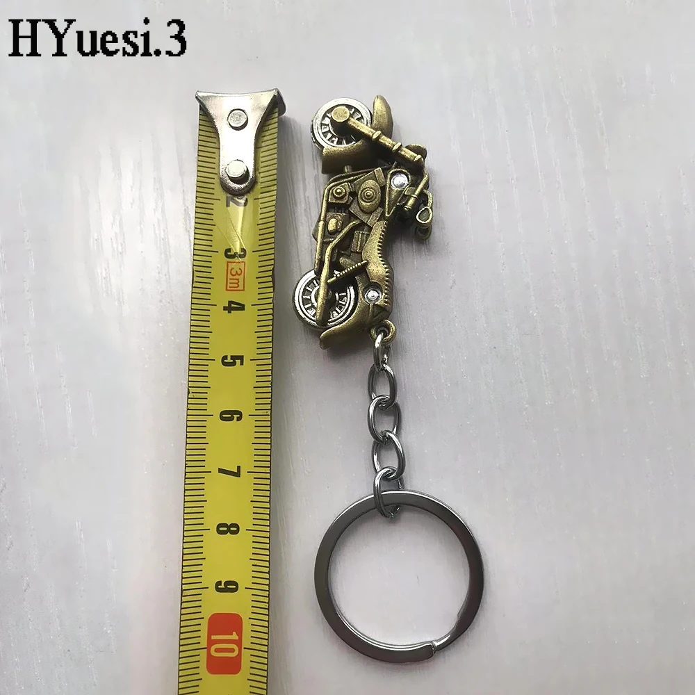 3D Simulated Motorcycle Keychain With Rotatable Wheels Creative Bicycles Model Pendant With Key Holder Backpack Decorative Gifts