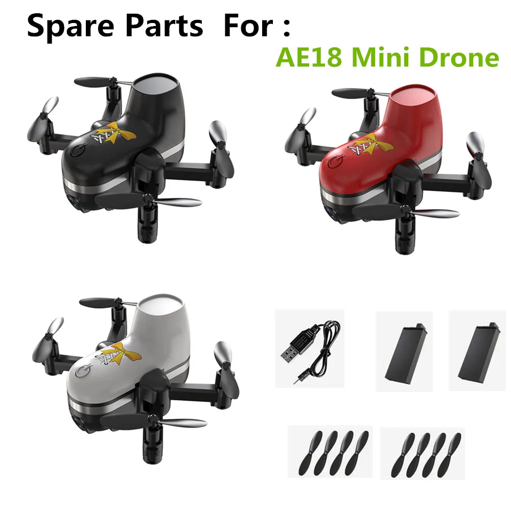 AE18 Mini Drone Battery Accessories 3.7V 500mAh Battery / protect Frame / Propeller Maple Leaf Use For AE18 Mini Drone