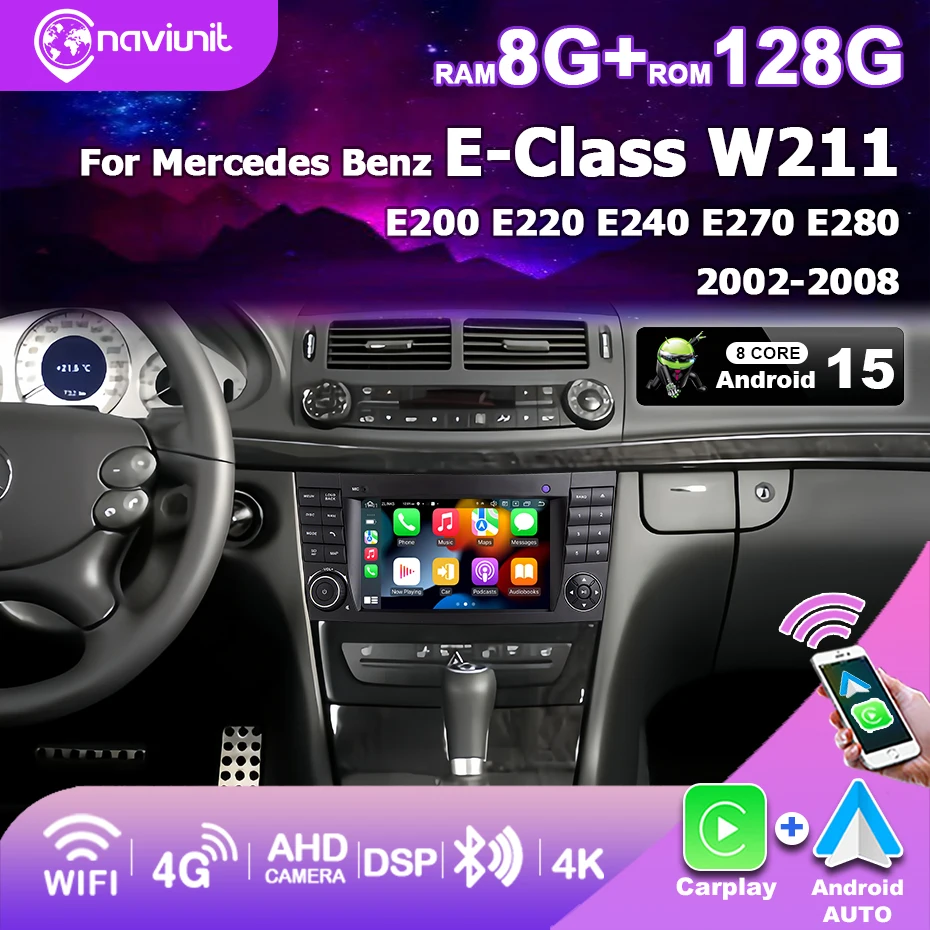 Brezžični CarPlay avtoradio 7" za Mercedes E razred