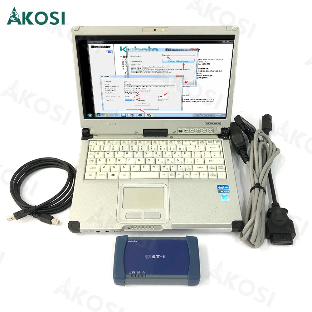 For Kubota Diagnostic Tool kubota diagmaster Python Takeuchi denso dst-i Diagmaster interface+Thoughbook CFC2 Laptop