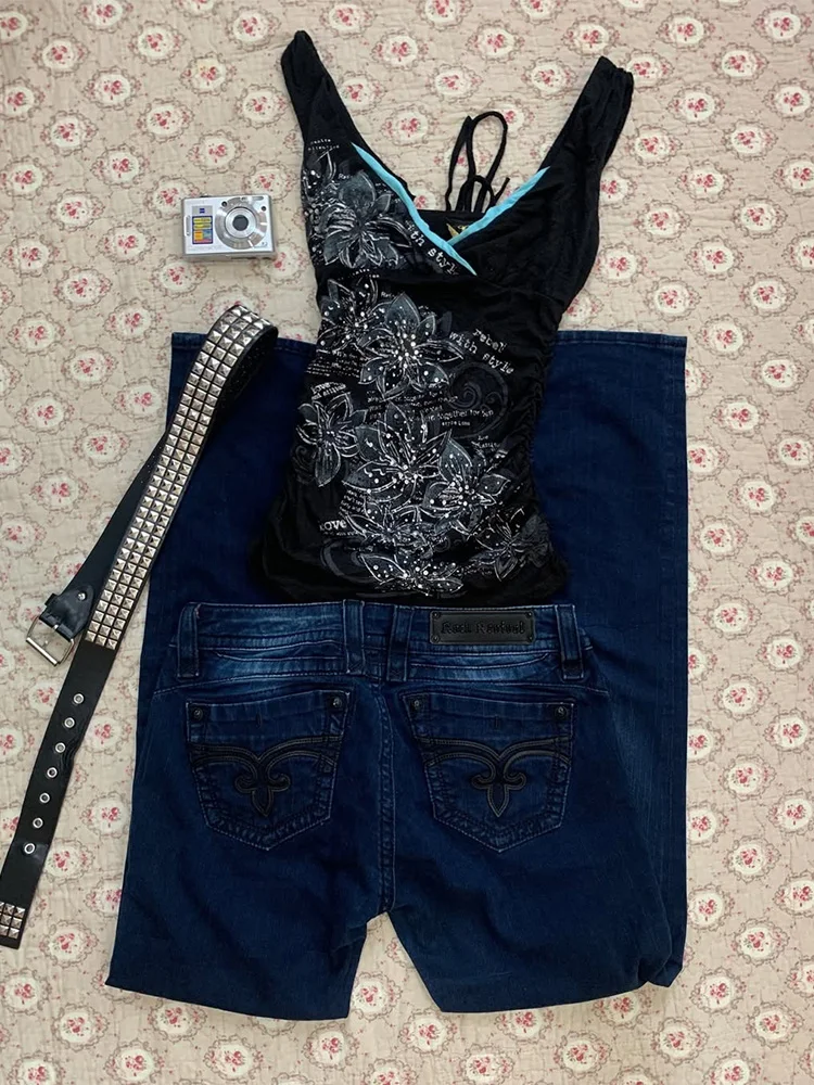 

Floral Original Retro Sexy Bla Strapl Vest Print Design Unique Super Beautiful Svel Summer Tank Top Women's Faion