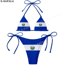 EL SALVADOR Country Flag 3D Print Women Micro Sexy Bikini Bra Set Summer Beachwear Sexy Beach Two Pieces Bathing Suits Swimwear