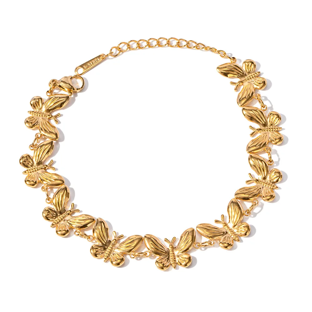 

Stylish and versatile stainless steel butterfly bracelet, woven chain design, titanium steel jewelry