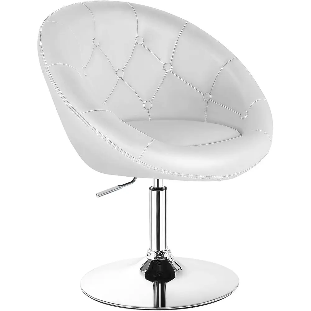 Adjustable Height Swivel Vanity Chair with Back, Ideal for Beauty and Living Room, White