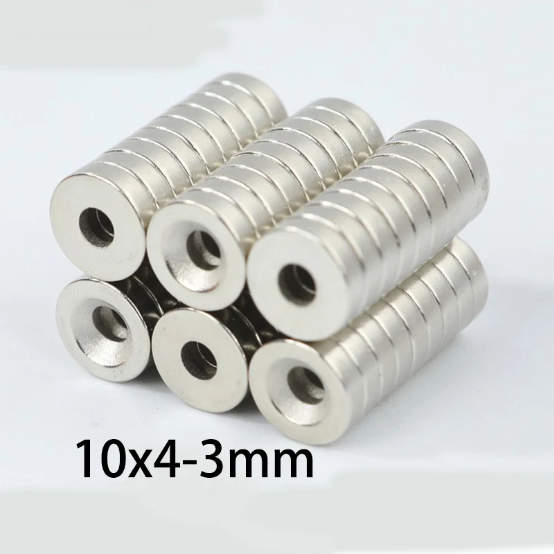 20/50 قطعة 10x3 مللي متر و 10x4 مللي متر مغناطيس مع فتحة مركزية 3 مللي متر ، مغناطيس تركيب غاطسة لتثبيت المسمار في الروبوتات والآلات