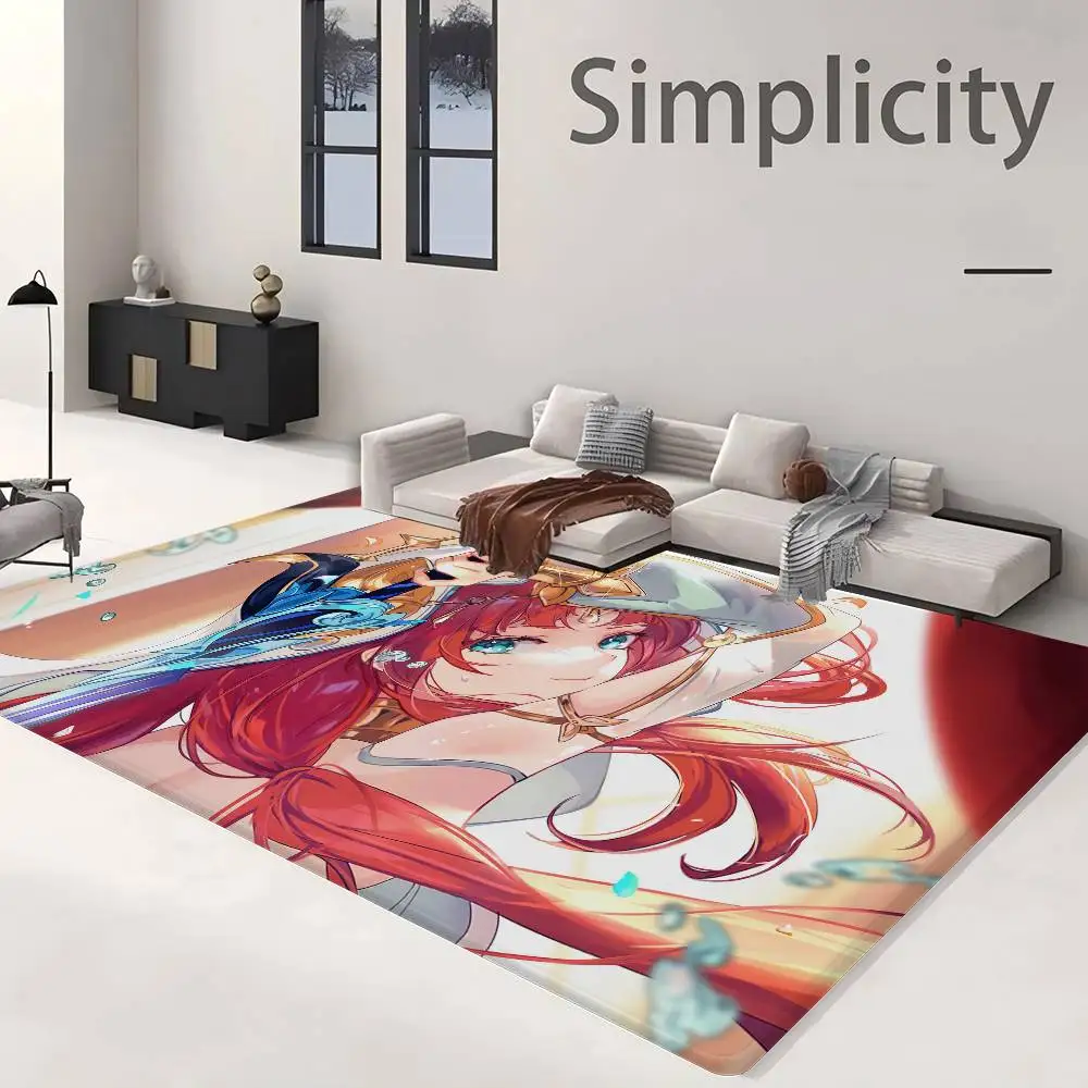 Genshin Impact Nilou Floor Carpet Anti-slip Absorb Water Long Strip Cushion Bedroon Mat Welcome Rug