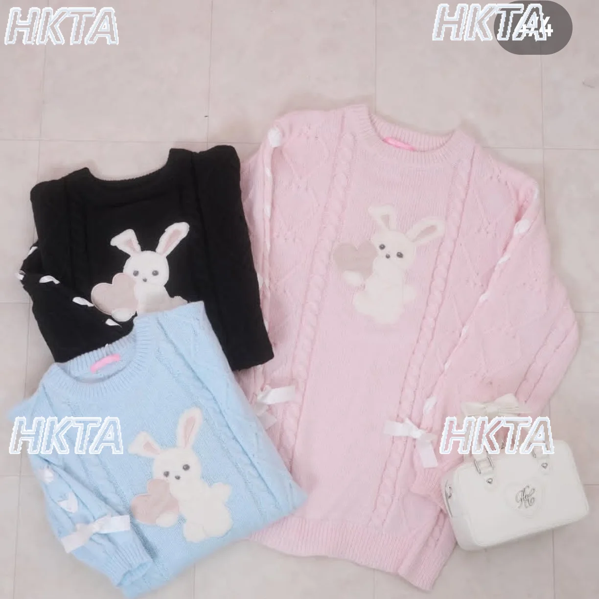 Estilo japonés Patchwork dibujos animados lindo conejo esponjoso suéter de punto vestido de mujer 2025 invierno nuevo dulce Lolita suéteres de longitud media