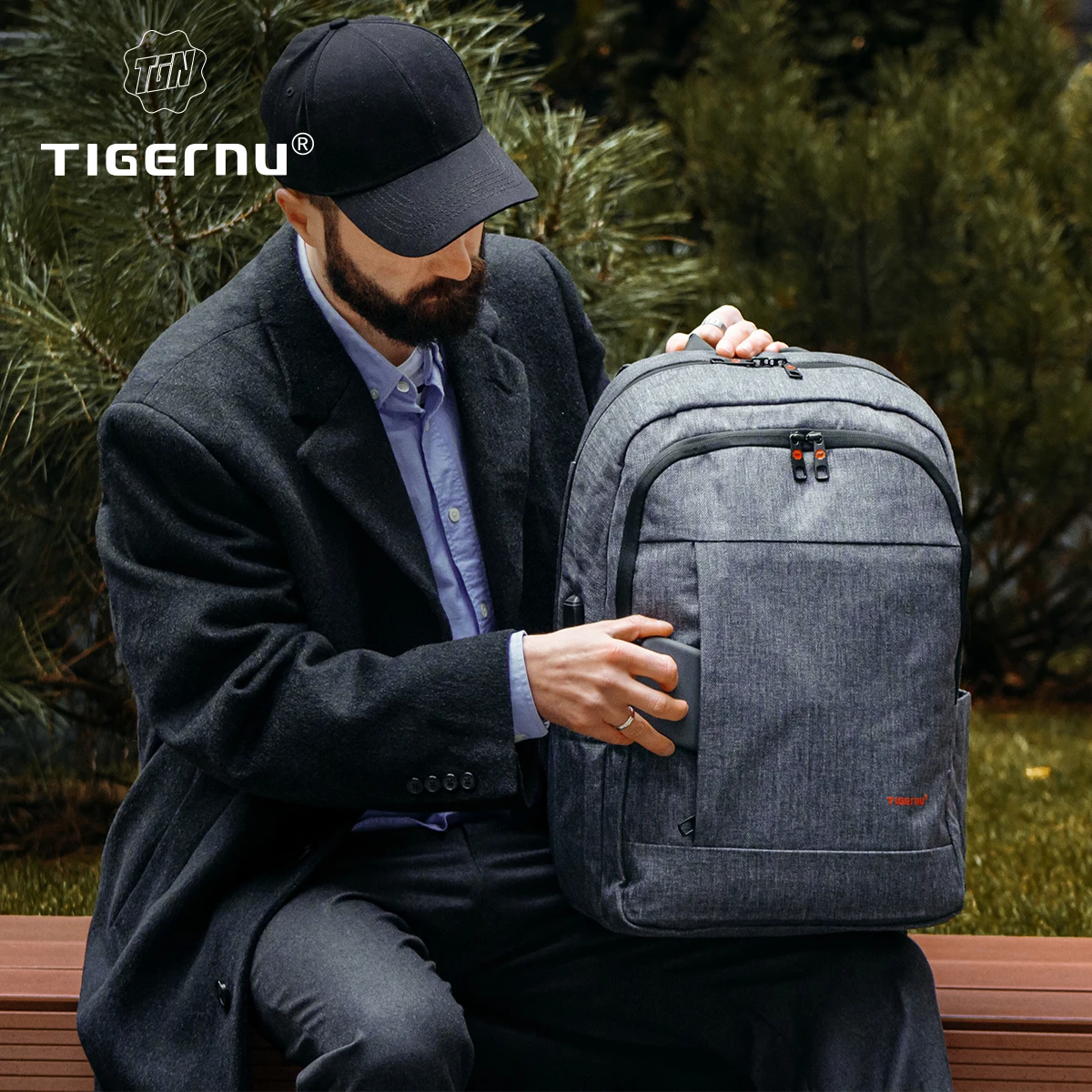 Tigernu Business Laptop Backpack Anti Theft Water Repellent USB Charging For Business Travel Daily Commute