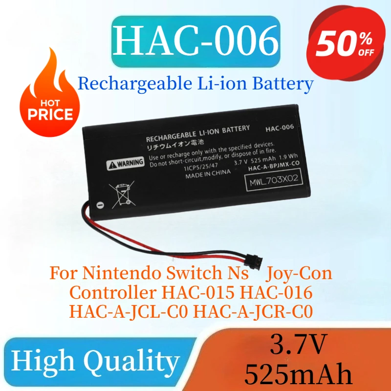 

Brand New HAC-006 HAC006 Battery 3.7V 525mAh For Nintendo Switch Ns Joy-Con Controller HAC-015 HAC-016 HAC-A-JCL-C0 HAC-A-JCR-C0